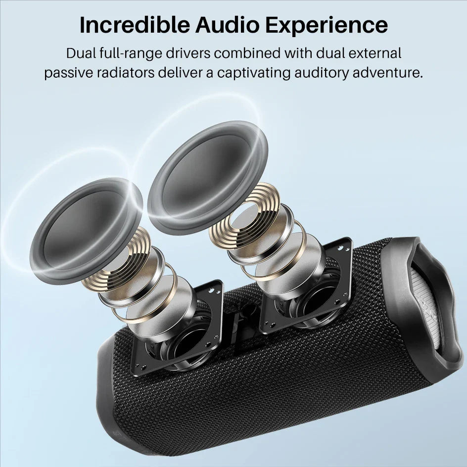 Bluetooth Speaker with Dual Drivers & Dual Bass Diaphragms